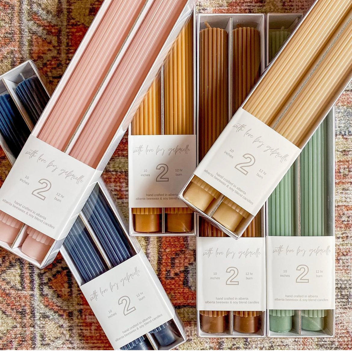 Made With Love by Gabrielle - Ribbed Taper Candles