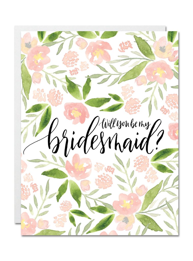Justine Ma Designs Card that reads Will You Be My Bridesmaid?