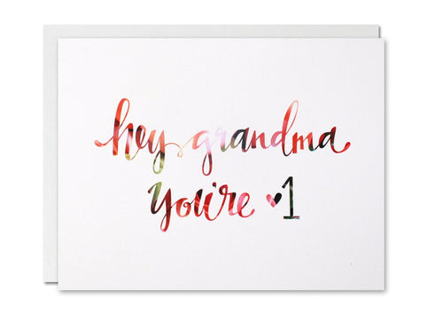 Justine Ma Designs Card that reads Hey Grandma You're #1