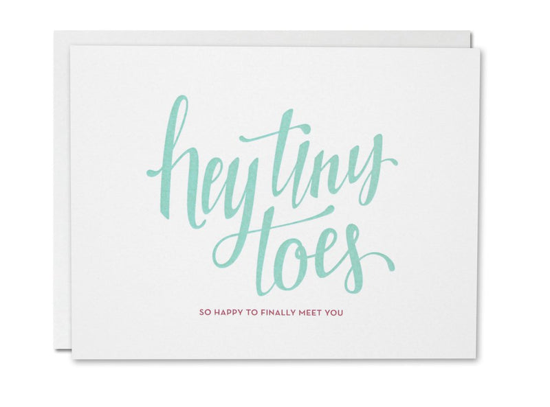 Justine Ma Designs Card that reads Hey Tiny Toes